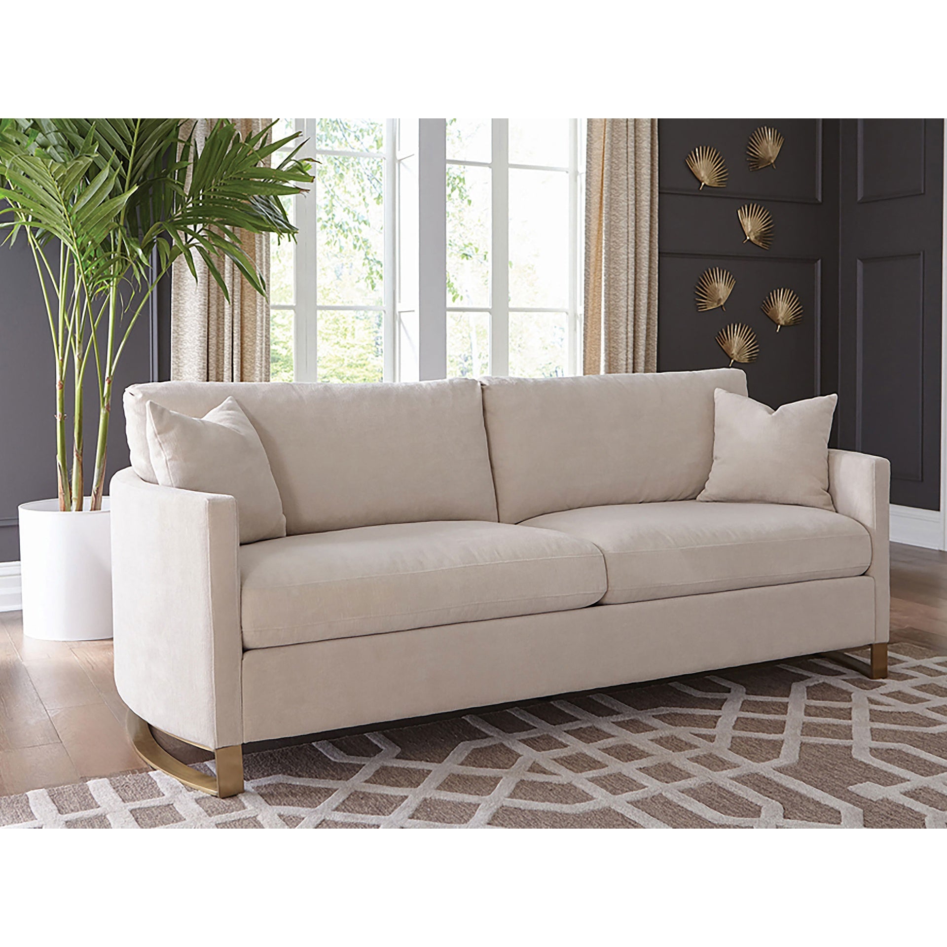 Ulrika Beige Upholstered Cushion Back Sofa