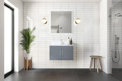 Dark Grey Bath Vanity 30 in. W x 22 in. D, Carrara Marble Top, Faucet Set, and 30 in. LED Mirror