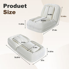 Upholstered  Human Dog Bed for Adults and Pets, Foldable Lazy Sofa Bed with 5 Adjustable Position, Includes 2 Soft Pillows for Bedroom, Living Room, Reading Corner(Off White)