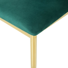 Modern simple green velvet dining chair, family bedroom stool back student table chair, gold-plated metal chair legs, suitable for dining room kitchen bedroom (set of 4)