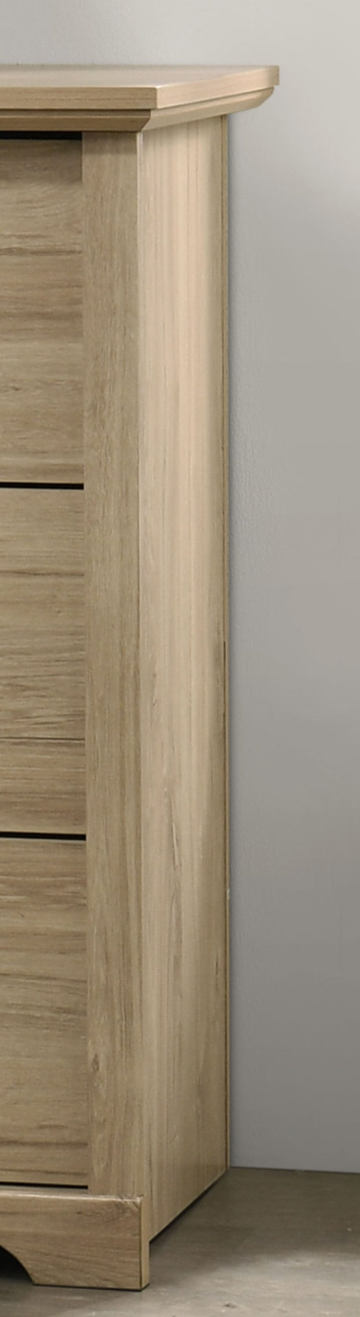 Elara 57"W Light Oak Finish 6-Drawer Dresser with Black Handles