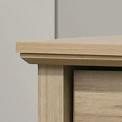 Elara 57"W Light Oak Finish 6-Drawer Dresser with Black Handles