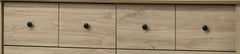 Elara 57"W Light Oak Finish 6-Drawer Dresser with Black Handles