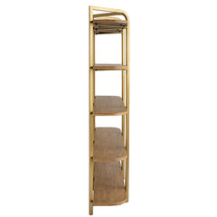 48x15.5x70.5" 4-Wooden Five-Tier Shelving Unit with Ash Veneer Finish and Scalloped Iron Frame