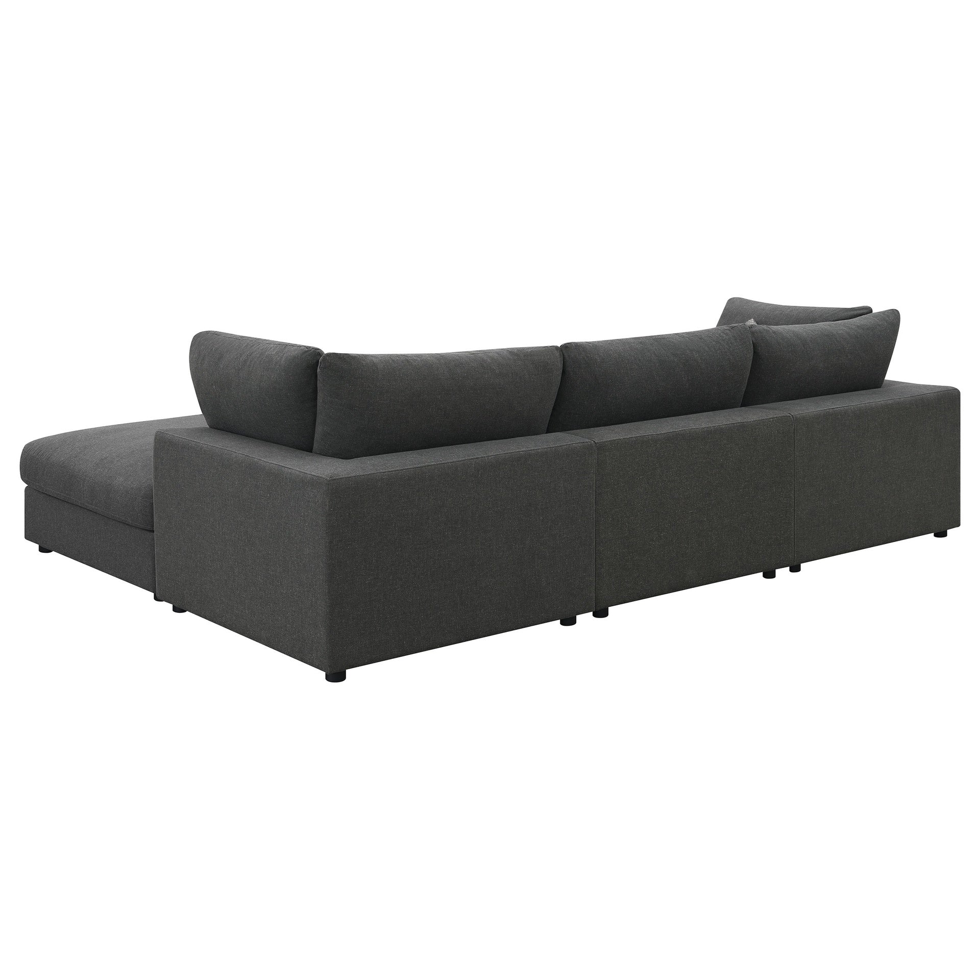 Rhette Charcoal 4-piece Upholstered Sectional with Ottoman