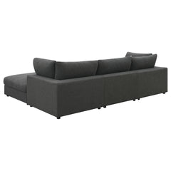 Rhette Charcoal 4-piece Upholstered Sectional with Ottoman