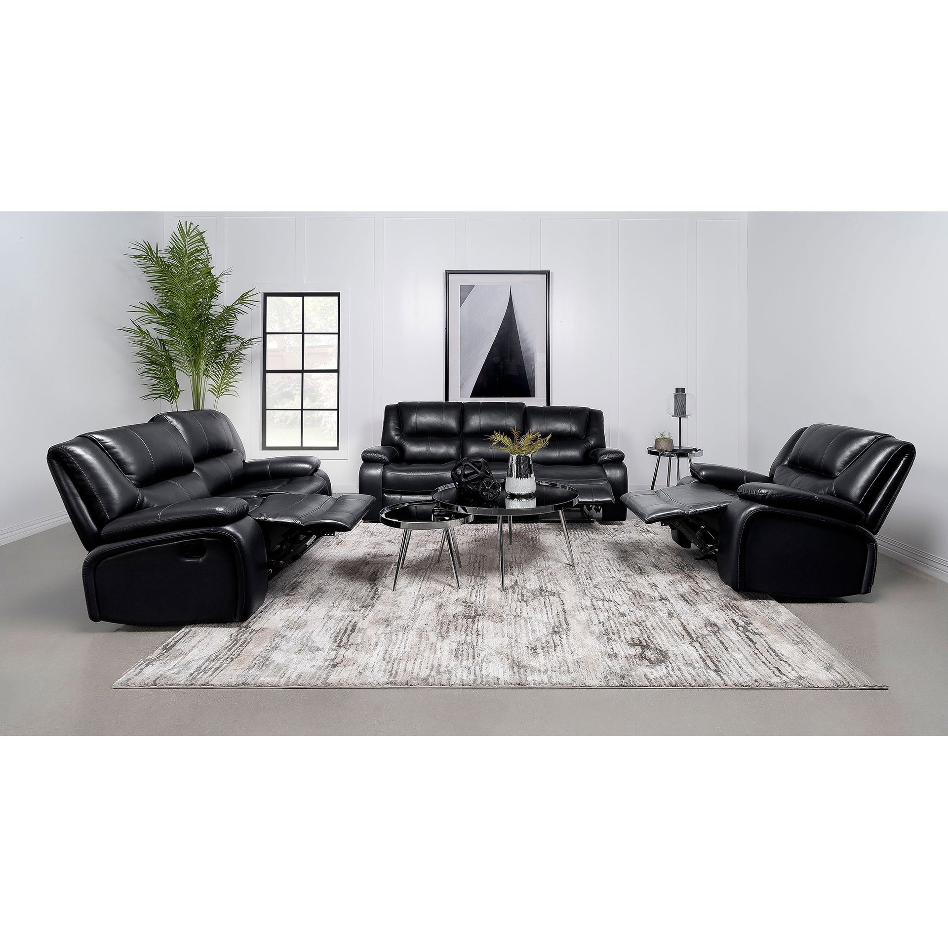 Elodie Black 3-Piece Reclining Sofa Set
