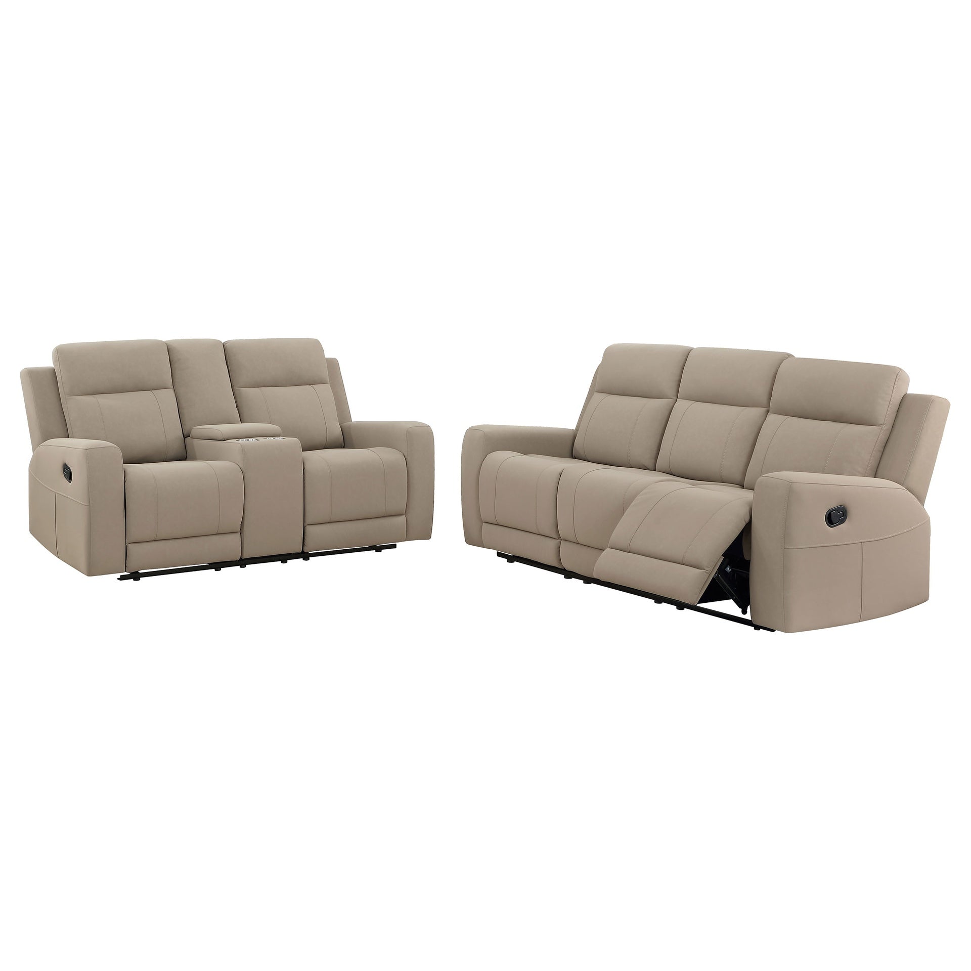 Slater Taupe 2-piece Upholstered Reclining Sofa Set