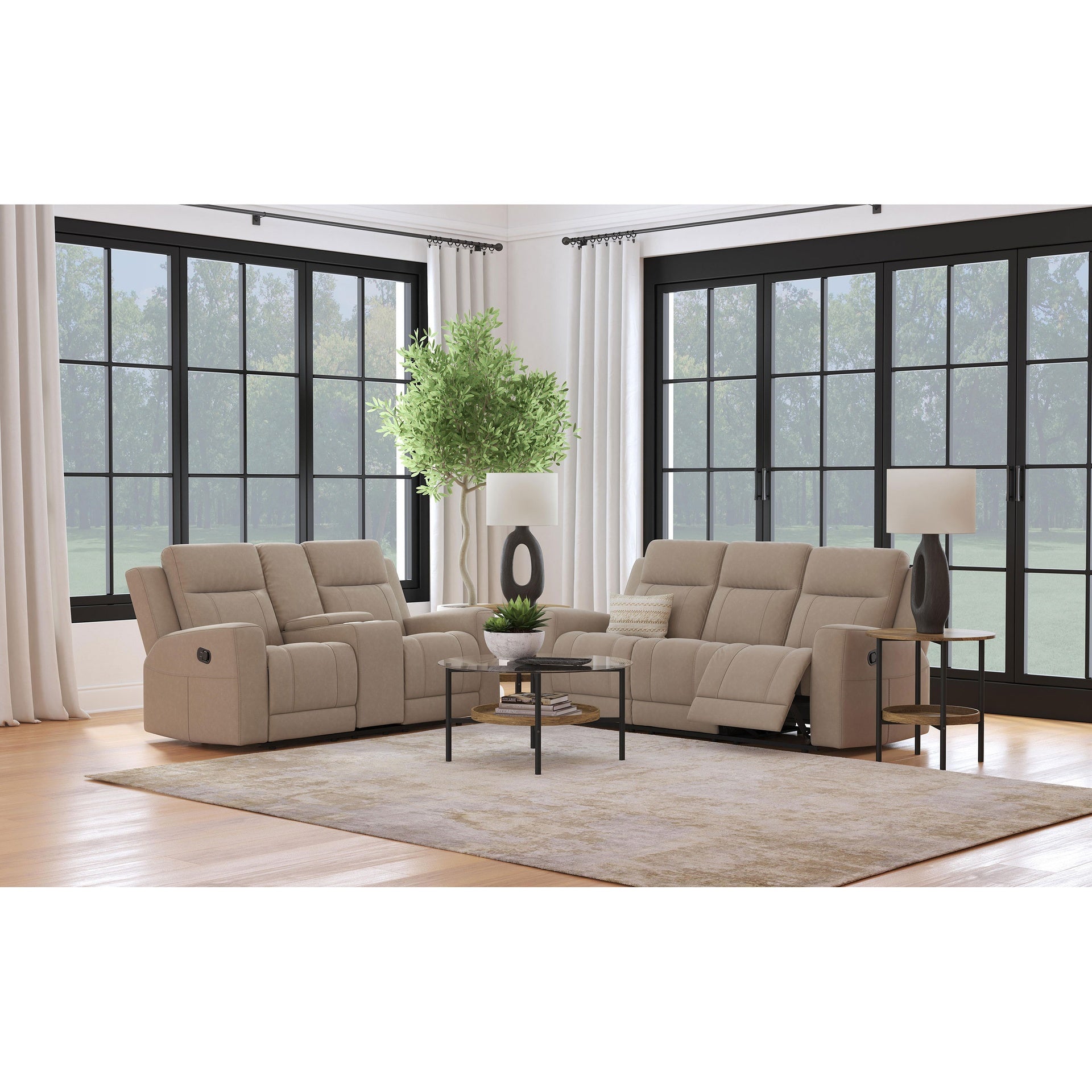 Slater Taupe 2-piece Upholstered Reclining Sofa Set