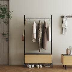 Open Hanging Closet in Light Oak