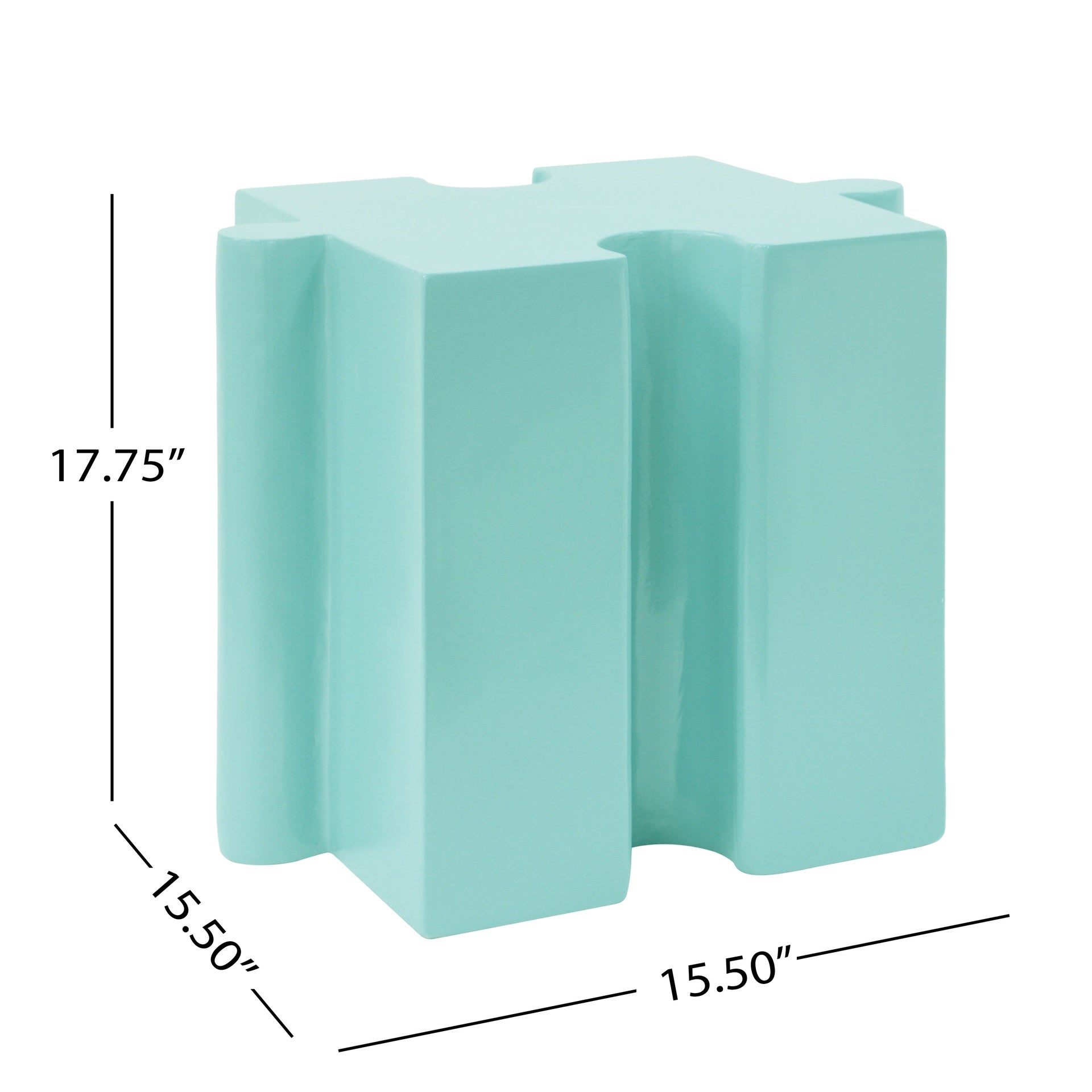 3-Piece Artistic Puzzle Table Set,Modular MGO Side Tables with Interlocking Design (2 Convex & 1 Concave), 200lb Capacity for Indoor & Outdoor,Light Blue & Light Green Color