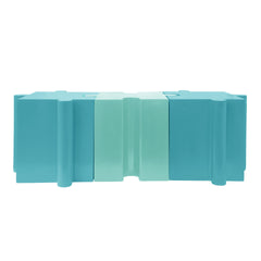 3-Piece Artistic Puzzle Table Set,Modular MGO Side Tables with Interlocking Design (2 Convex & 1 Concave), 200lb Capacity for Indoor & Outdoor,Light Blue & Light Green Color
