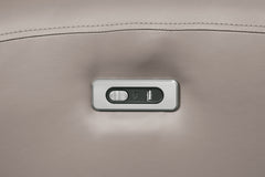 Contemporary Style Power Recliner USB Ports Contour Arms Flange Trim Light Brown Finish Primary Living Room