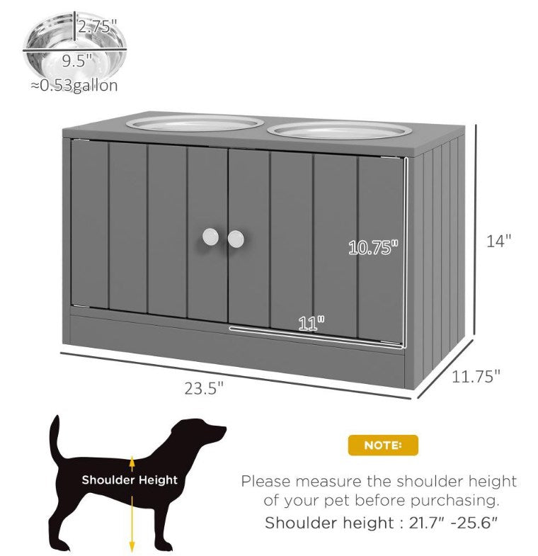 Pet Bowls,Elevated Dog Bowls with Storage Cabinet Containing Large Capacity