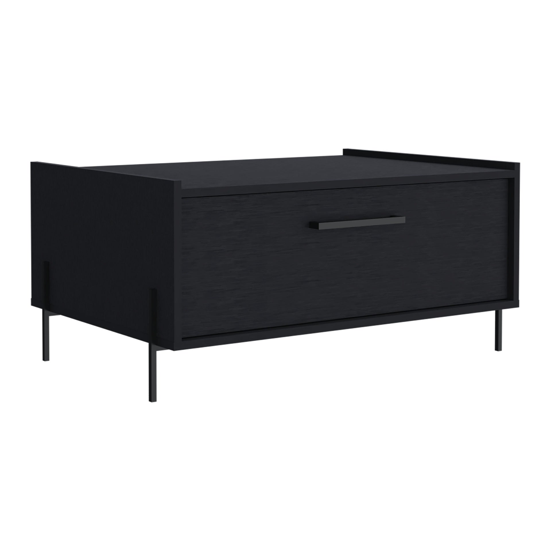 Coffee Table 15.6" H, 1 shelf, 4 legs, Black