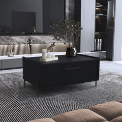 Coffee Table 15.6" H, 1 shelf, 4 legs, Black