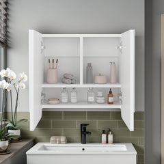 Medicine Cabinet, 2 Doors, 3 Shelves, 2 Mirrors, White