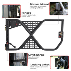 Tube Doors Tubular Half Doors with Rearview Mirror Compatible with 2007-2018 Jeep Wrangler JK JKU Unlimited 4-Doors Safari Tubular Off Road Summer Trail Adventu Competition