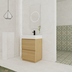 24" Bathroom Vanities with Single Sink Combo, Modern Undermount Bathroom Sink Cabinet with Double drawer, Freestanding Bathroom Sink Cabinet,Engineering wood