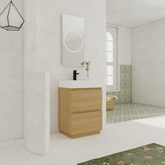 24" Bathroom Vanities with Single Sink Combo, Modern Undermount Bathroom Sink Cabinet with Double drawer, Freestanding Bathroom Sink Cabinet,Engineering wood