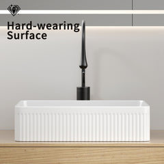 Vessel Sink Rectangular Above Counter White Porcelain Ceramic Modern Bathroom Vanity Sink Rectangle Art Basin