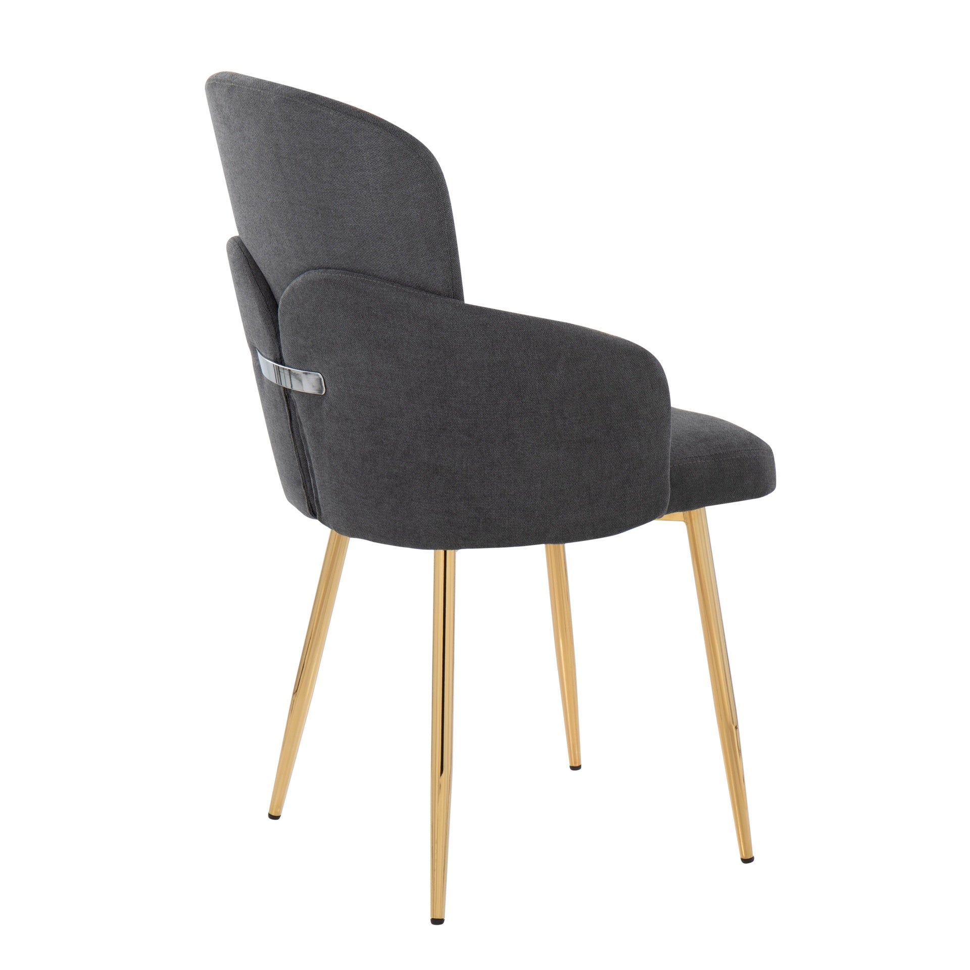 Dahlia Contemporary Dining Chair in Gold Metal and Grey Fabric with Chrome Accent by LumiSource - Set of 2