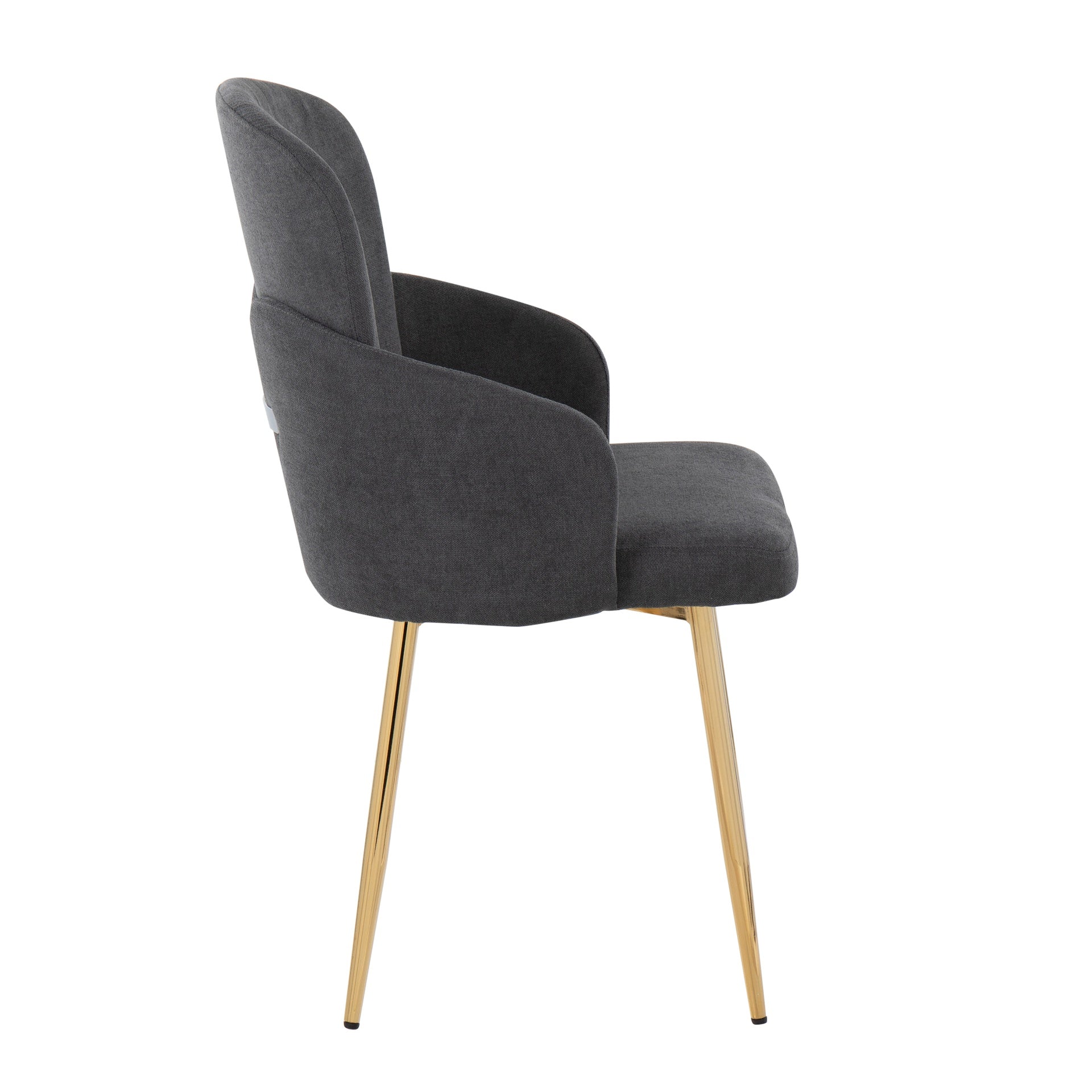 Dahlia Contemporary Dining Chair in Gold Metal and Grey Fabric with Chrome Accent by LumiSource - Set of 2