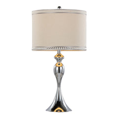 Ashland 27" Contemporary Metal Table Lamp in Polished Chrome and Cream Linen Shade with Trim from Grandview Gallery by LumiSource - Set of 2