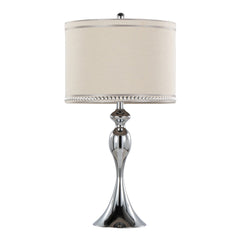 Ashland 27" Contemporary Metal Table Lamp in Polished Chrome and Cream Linen Shade with Trim from Grandview Gallery by LumiSource - Set of 2