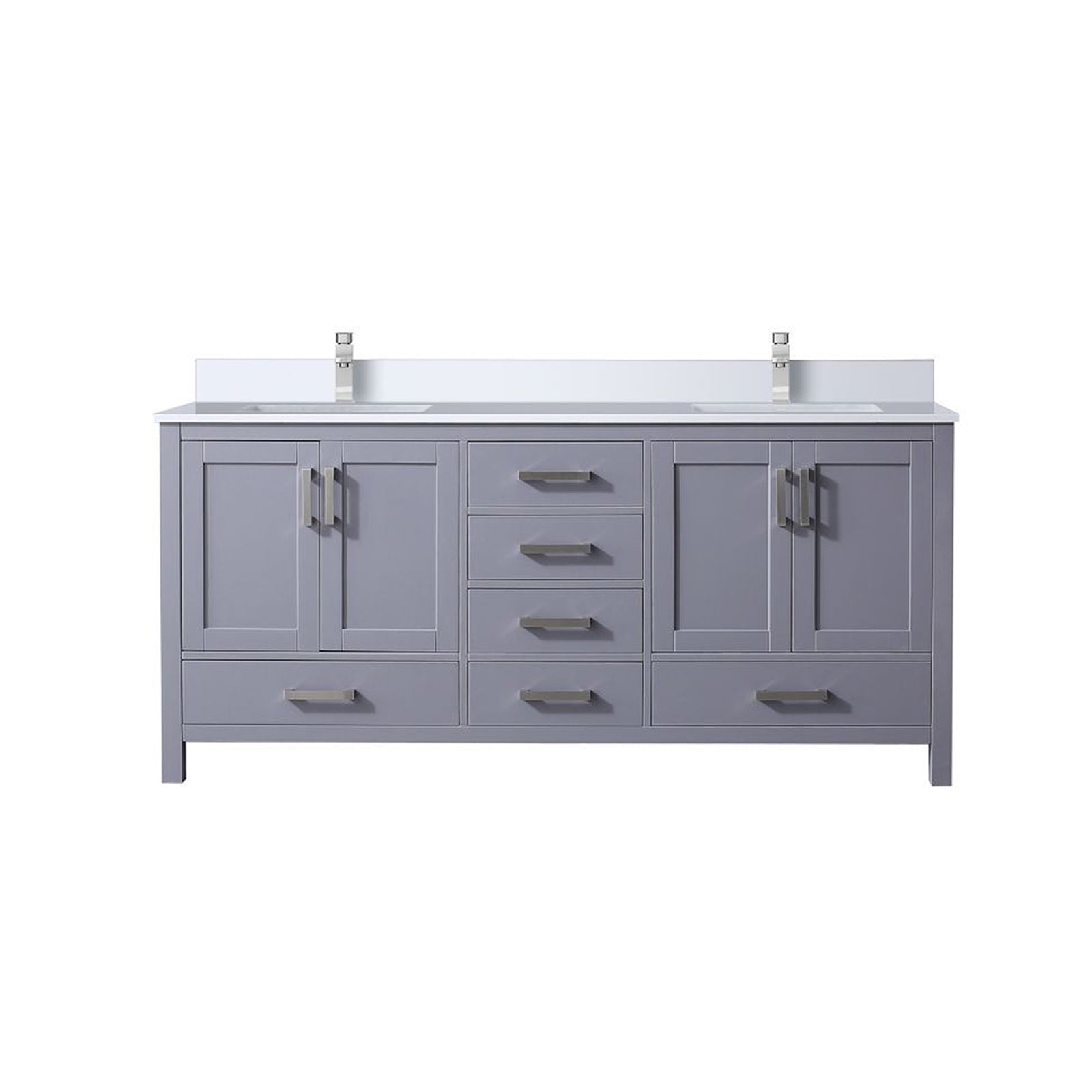 Dark Grey Double Bath Vanity 72 in. W x 22 in. D, Cultured Marble Top, and Faucet Set