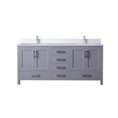 Dark Grey Double Bath Vanity 72 in. W x 22 in. D, Cultured Marble Top, and Faucet Set