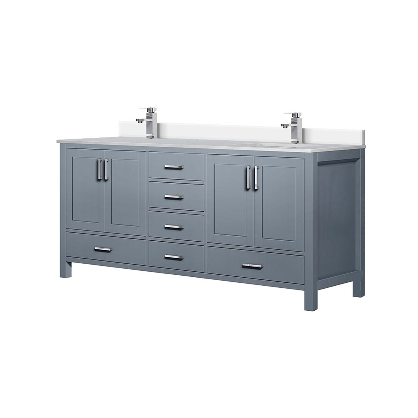 Dark Grey Double Bath Vanity 72 in. W x 22 in. D, Cultured Marble Top, and Faucet Set