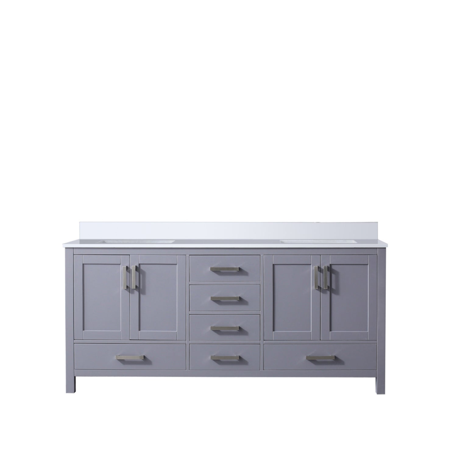 Dark Grey Double Bath Vanity 72 in. W x 22 in. D, with White Quartz Top