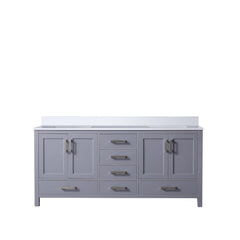 Dark Grey Double Bath Vanity 72 in. W x 22 in. D, with White Quartz Top