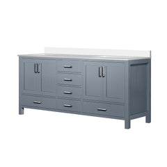 Dark Grey Double Bath Vanity 72 in. W x 22 in. D, with White Quartz Top