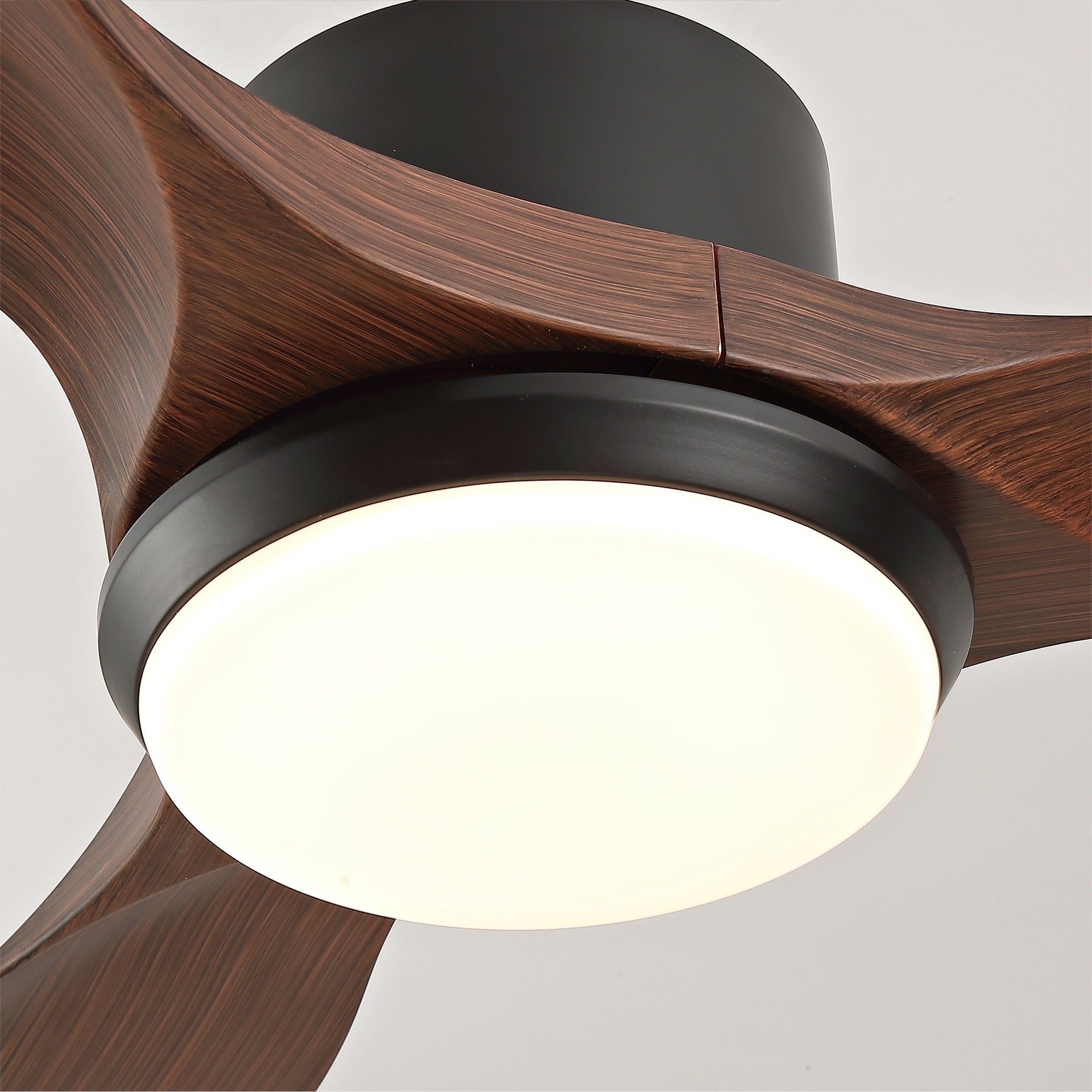 Hot sales 52 Inch Modern Black Ceiling Fan With Light 3 ABS  Blades Remote Control Reversible DC Motor With Dimmable LED