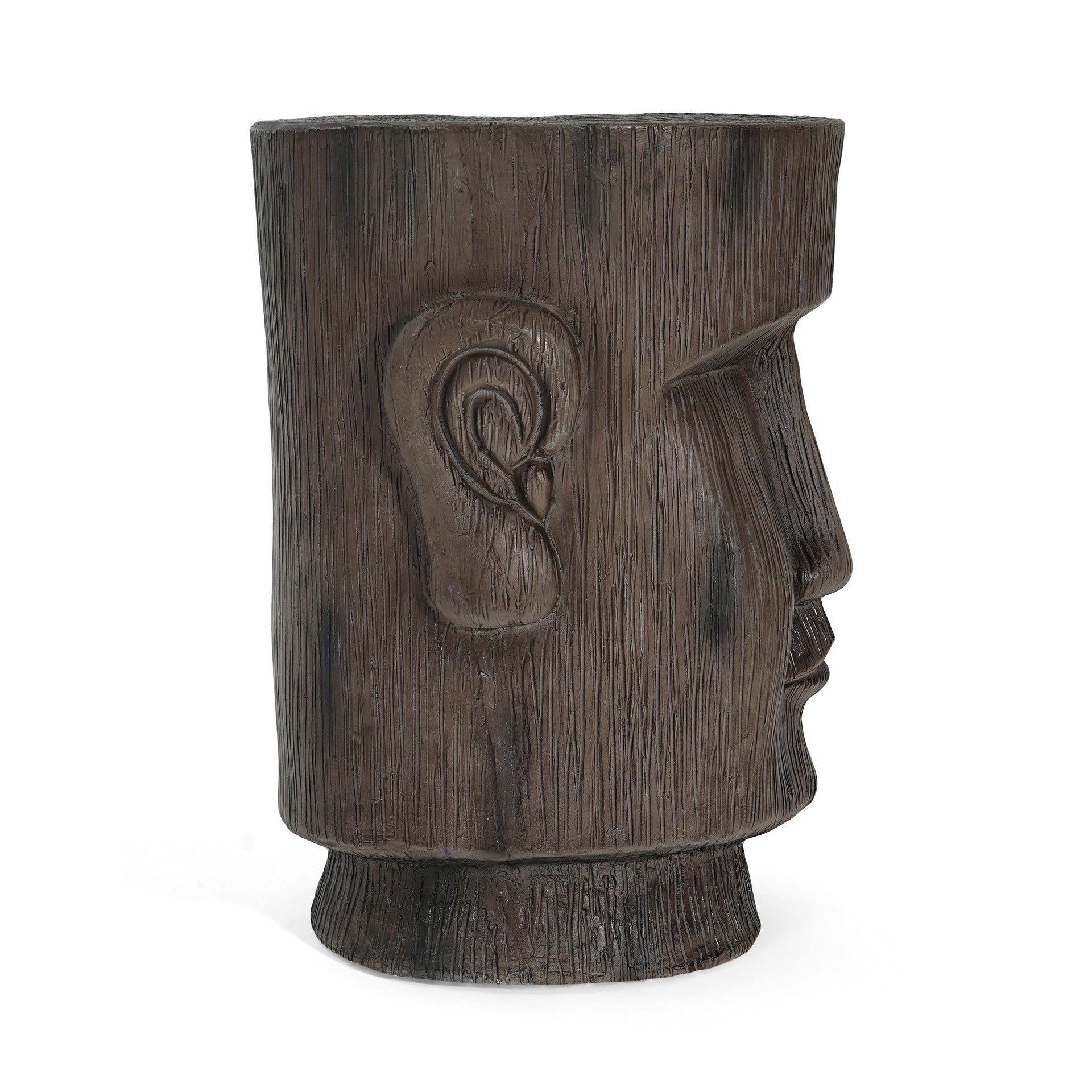 Outdoor Side Table,Easter Island Moai Statue Pedestal End Table Stool,For Home Patio Deck Sunroom Garden Balcony Yard Lawn,Light Grey Color