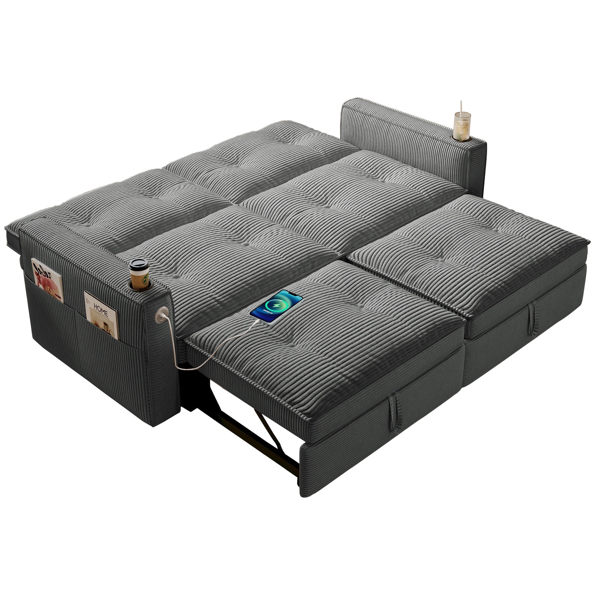 W3820S00013
2-in-1 Multi-Functional Sofa Bed (for Sitting & Sleeping), made of modern corduroy fabric, suitable for living rooms, bedrooms, apartments and small spaces