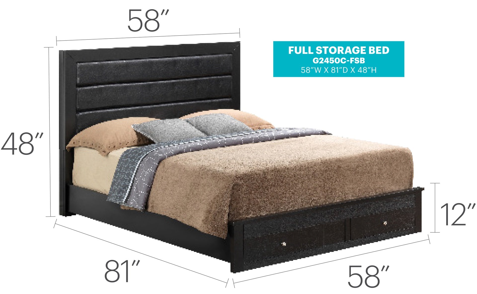Sleek Transitional Black Storage Bed