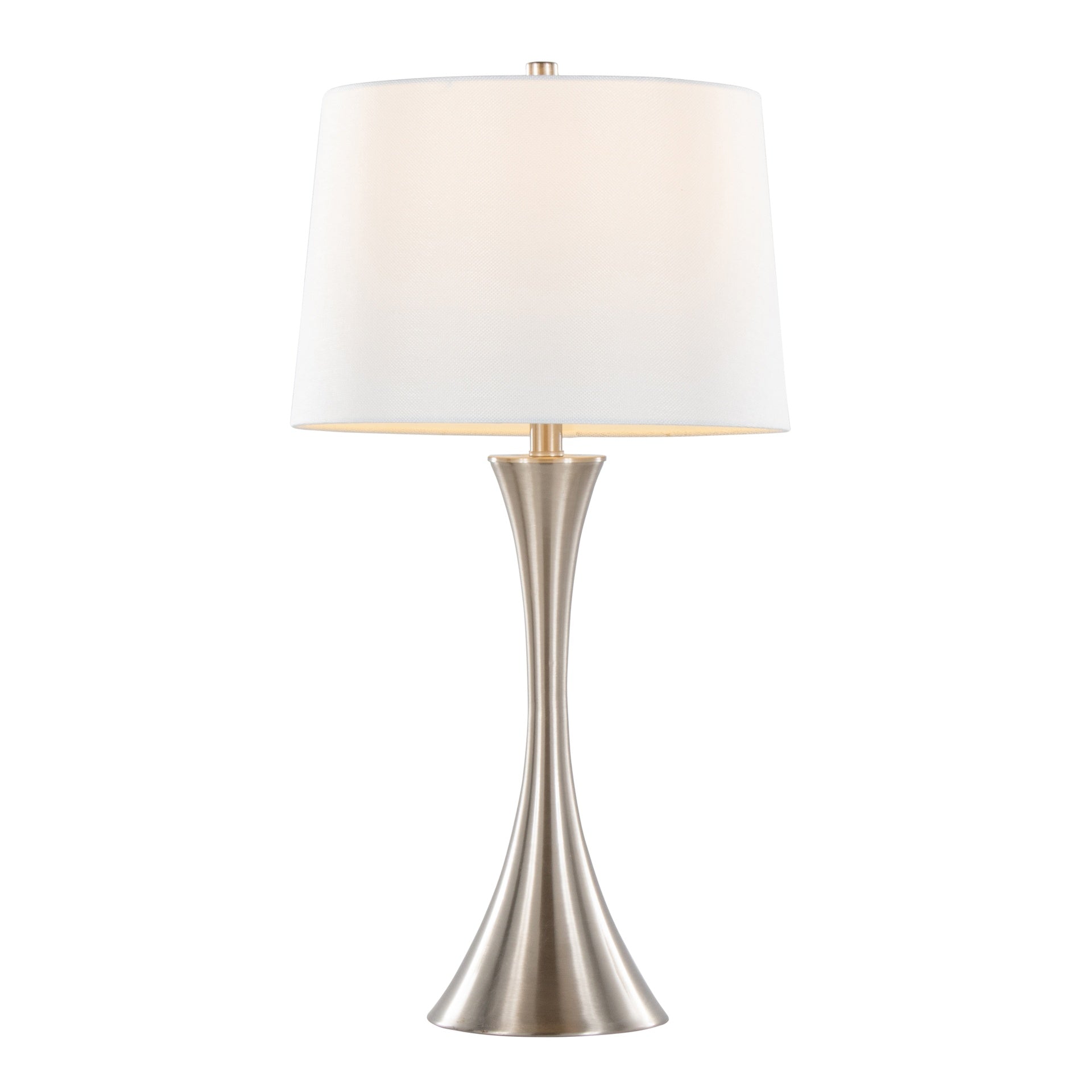 Lenuxe 29" Contemporary Metal Table Lamp in Brushed Nickel with White Textured Linen Shade from Grandview Gallery by LumiSource - Set of 2