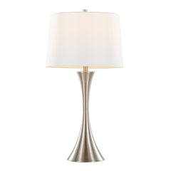 Lenuxe 29" Contemporary Metal Table Lamp in Brushed Nickel with White Textured Linen Shade from Grandview Gallery by LumiSource - Set of 2
