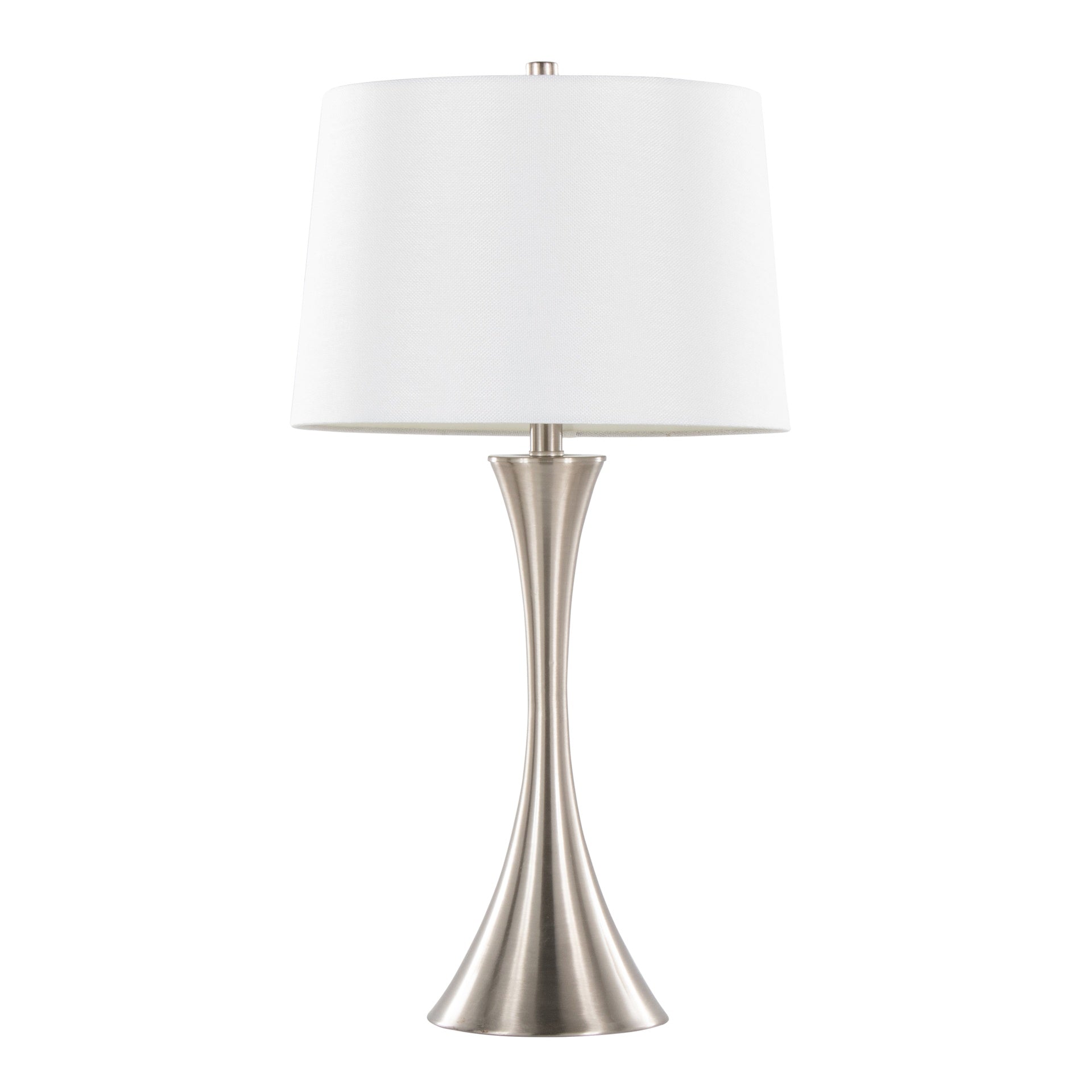 Lenuxe 29" Contemporary Metal Table Lamp in Brushed Nickel with White Textured Linen Shade from Grandview Gallery by LumiSource - Set of 2