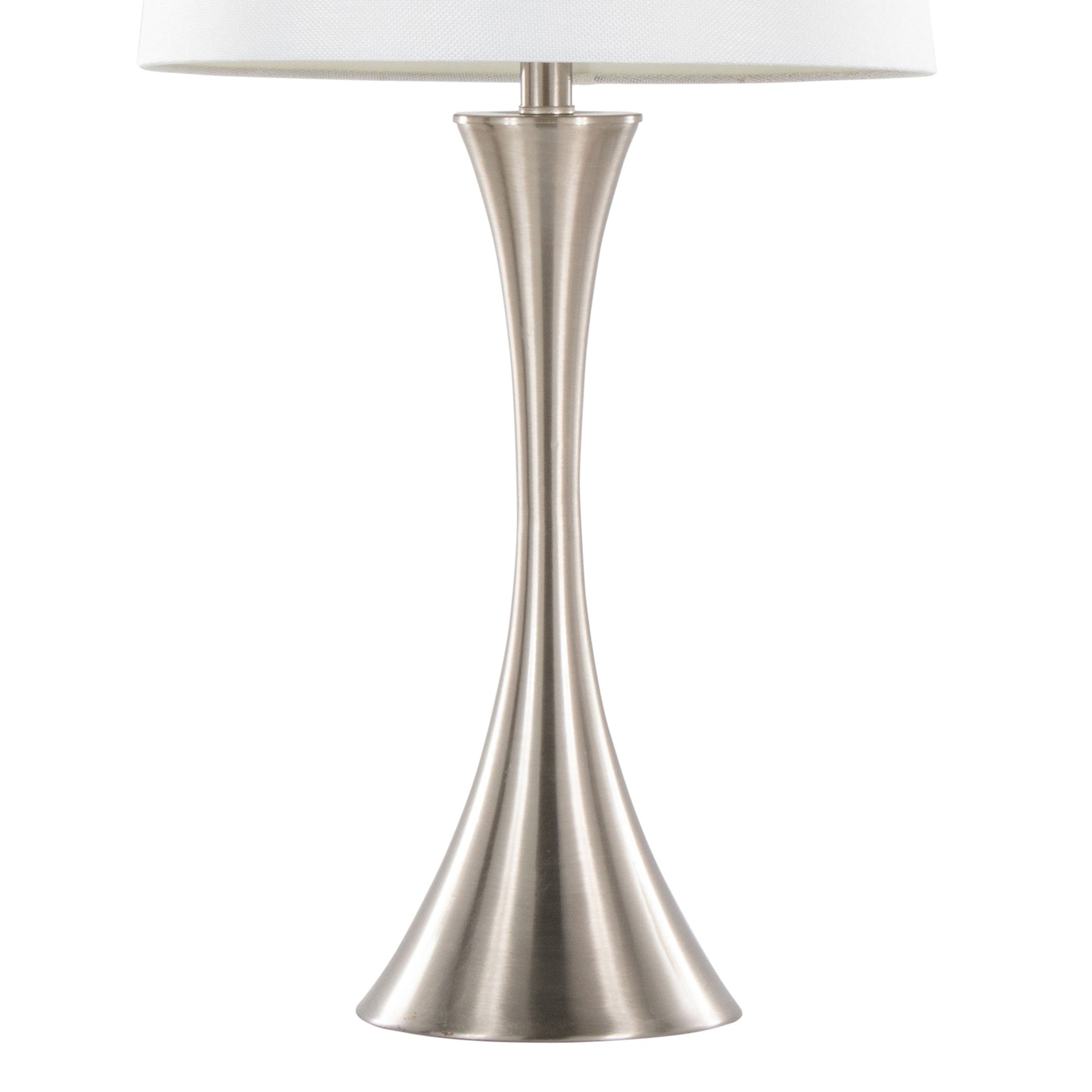 Lenuxe 29" Contemporary Metal Table Lamp in Brushed Nickel with White Textured Linen Shade from Grandview Gallery by LumiSource - Set of 2