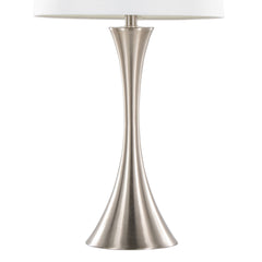 Lenuxe 29" Contemporary Metal Table Lamp in Brushed Nickel with White Textured Linen Shade from Grandview Gallery by LumiSource - Set of 2