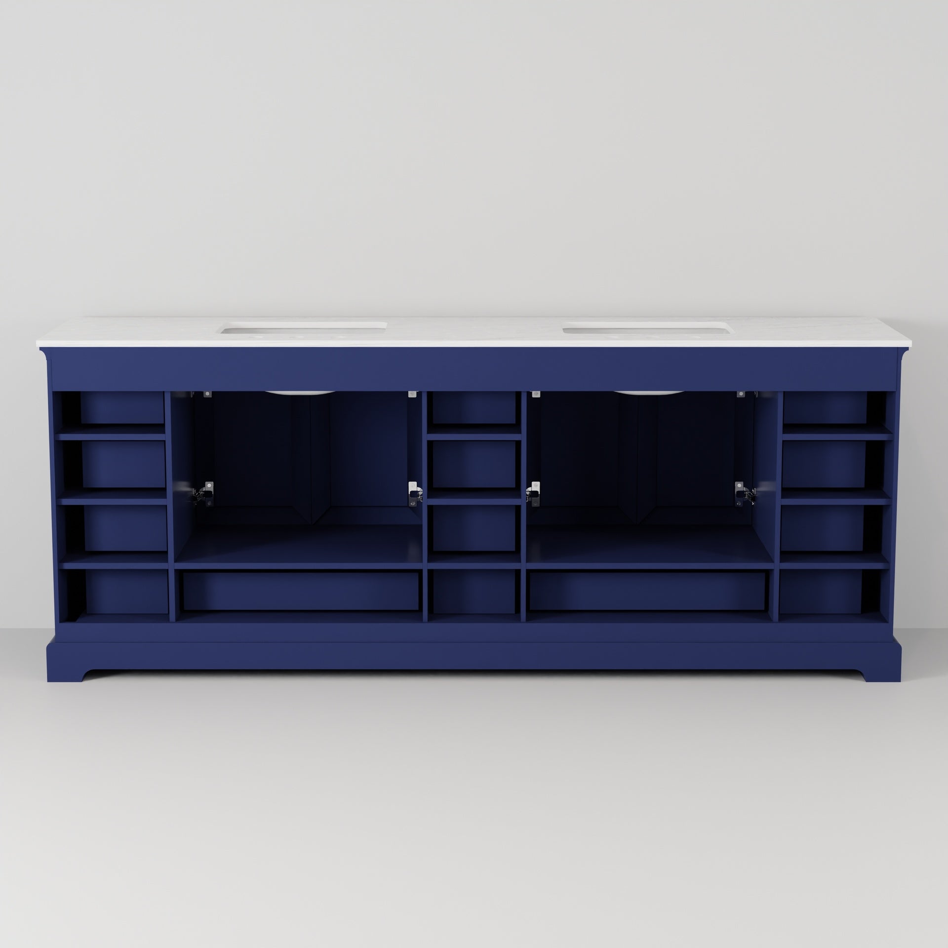 Navy Blue Double Bath Vanity 84 in. W x 22 in. D, and 34 in. Mirrors