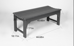 Backless HDPE Adirondack Bench with Wood Texture, Poly Lumber Seat for Patio, Backyard, Balcony, All Weather Resistant with UV Protection, Gray