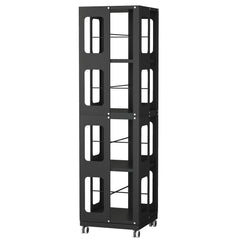 4-Tier All-Steel Rotating Bookshelf with 360° Wheels, Large Size Sturdy & Spacious Book Rack, New Style Black Bookshelf,Easy Assembly