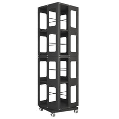 4-Tier All-Steel Rotating Bookshelf with 360° Wheels, Large Size Sturdy & Spacious Book Rack, New Style Black Bookshelf,Easy Assembly