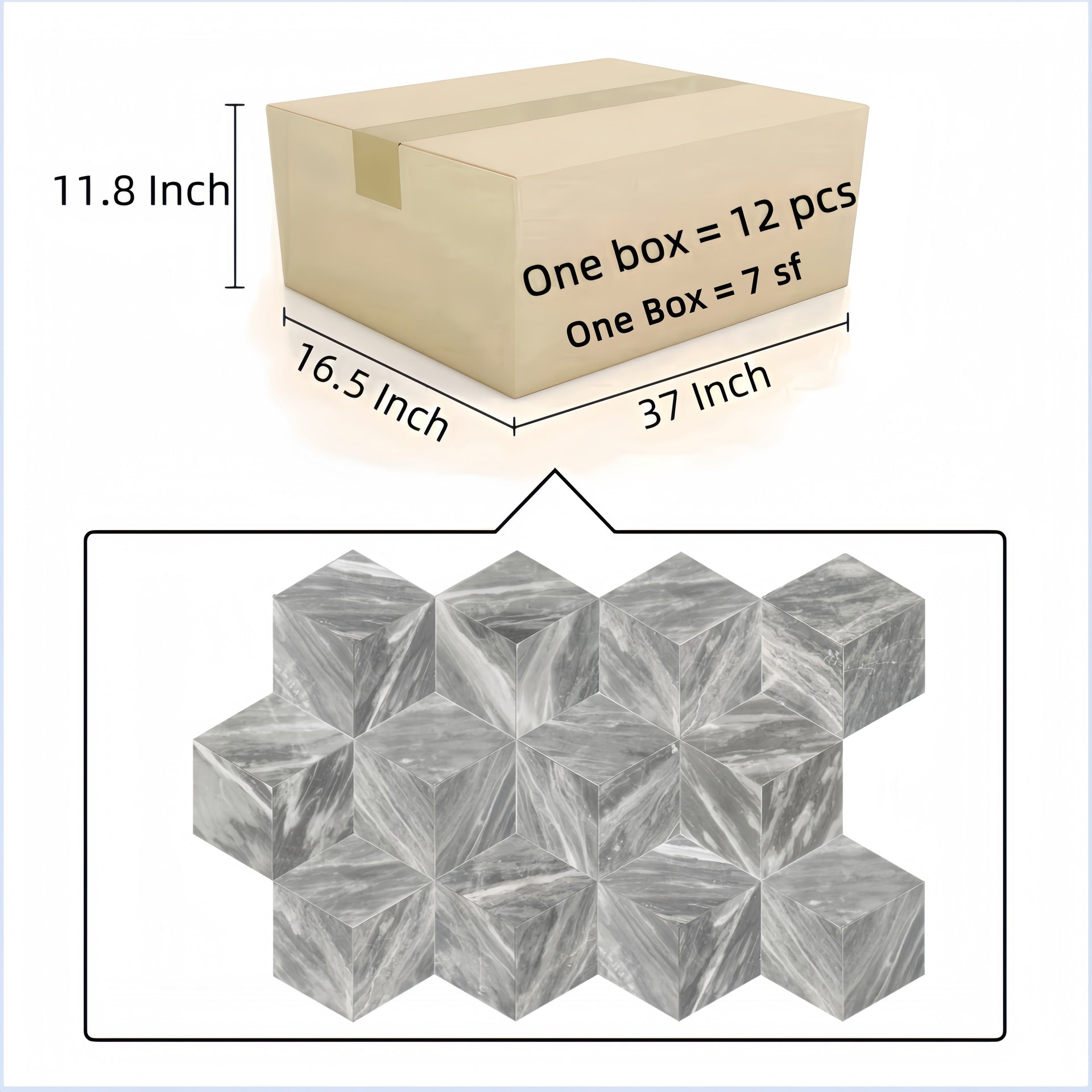 Hexagon Carrara Marble, Gray marble, natural marble,for wall and floor,honed finished marble tile, natural stone, genuine marble, real marble, 1 box 12 pcs