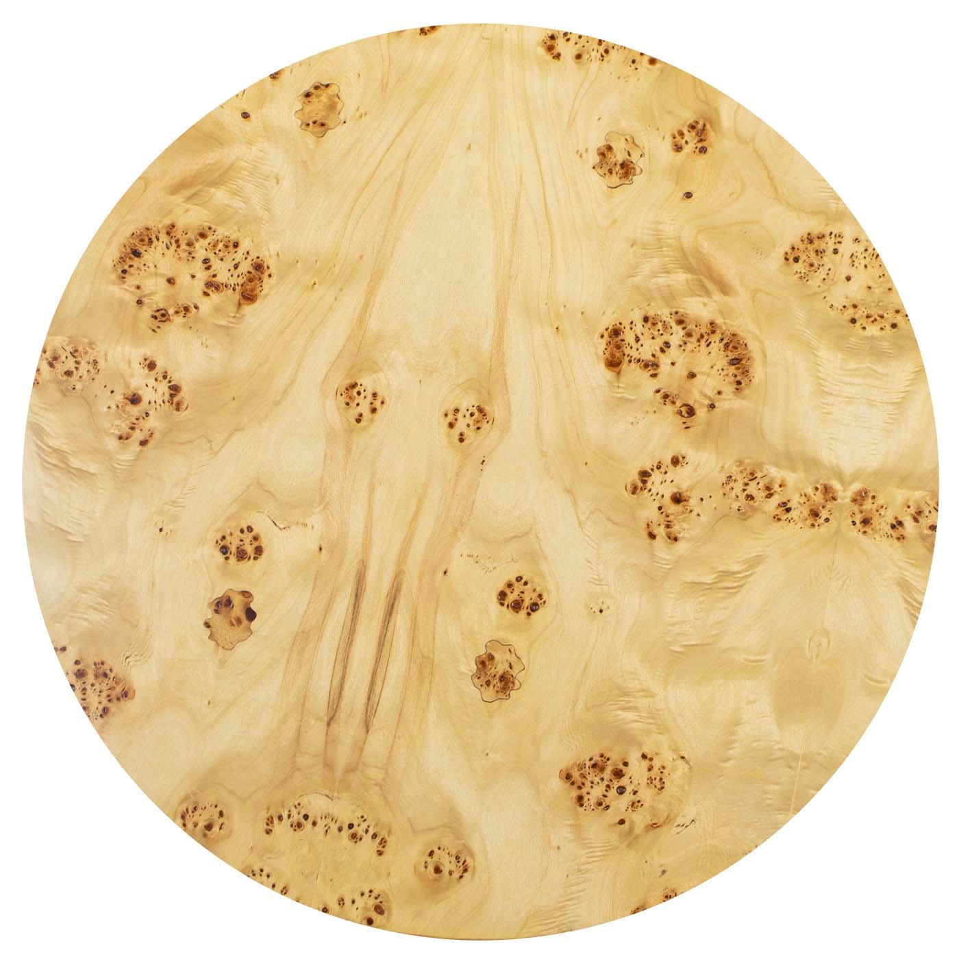 Nebula 28" Round Pillar Leg Coffee Table, Warm Natural Brown Burl Wood
